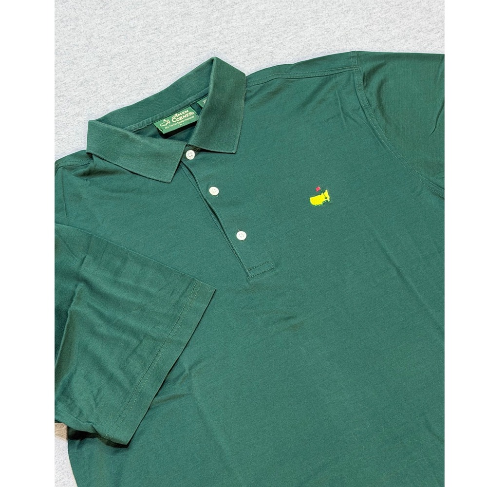 Amen Corner Masters Tournament Polo Shirt Mens Large Green Pima Cotton Short Slv